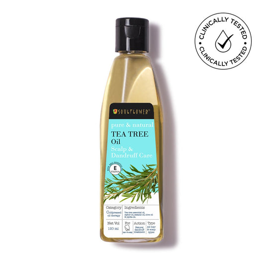 Soulflower Tea Tree Scalp Oil, clears dandruff and flakes, controls hair fall, makes hair stronger and shinier
