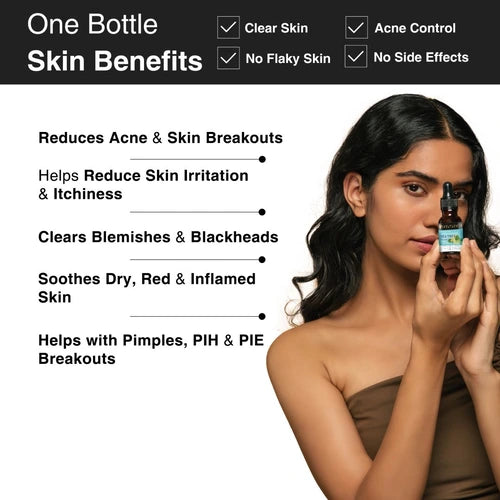 Tea tree oil to reduce acne & skin irritation and reduces skin irritations. and itchiness