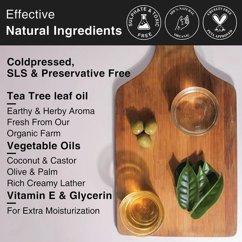 Natural Ingredients in Pure Tea Tree Soap for Body Acne Control easy to use on face and body