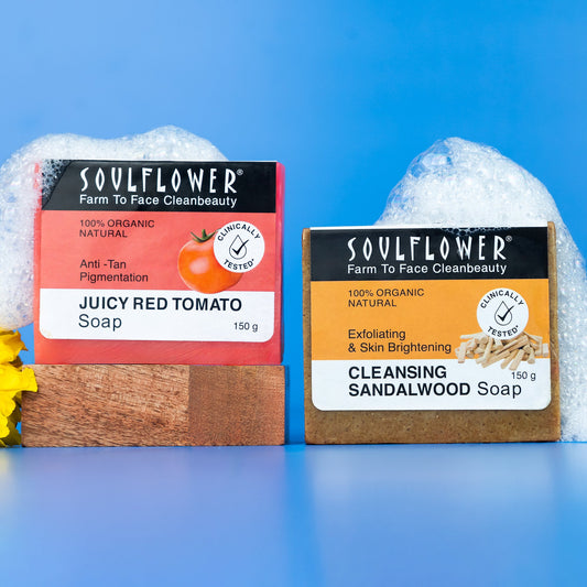 Brightening Sandalwood Scrub + Anti-Tan Tomato Soap