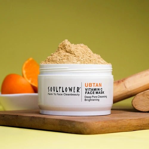 Soulflower Ubtan Vitamin C Face Mask: Deep Pore Cleansing, Brightening & Gentle Exfoliation, Improves Skin Tone Naturally