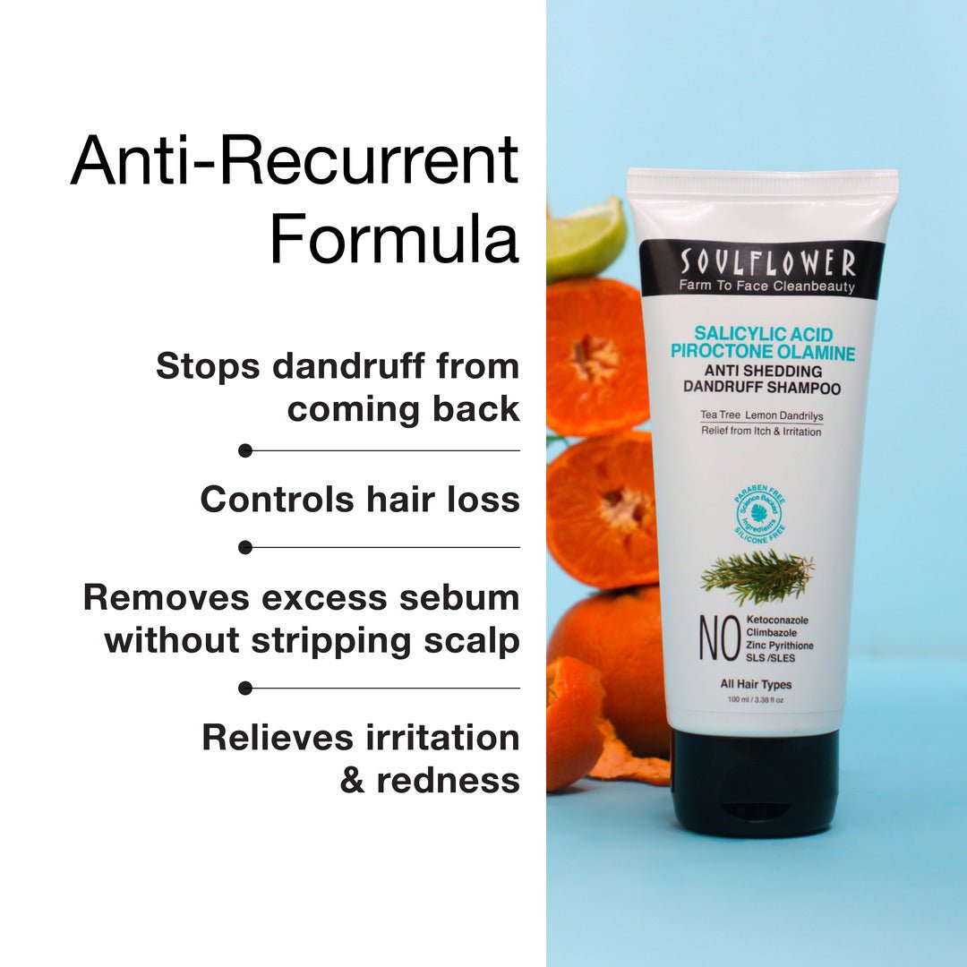 Benefits of using Soulflowers Shampoo with anti-recurrent formula for dandruff.