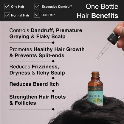 Benefits include dandruff control, scalp nourishment, itch relief, reduced redness, and hair strengthening with certified natural ingredients.
