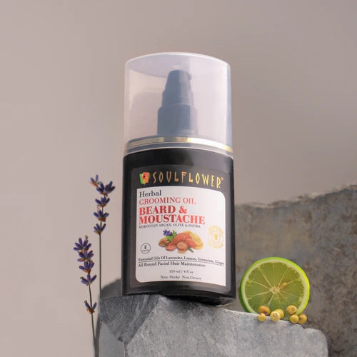 Premium moustache and beard growth oil made with essential oils, cold-pressed oils, and Vitamin E for faster, healthier facial hair growth.