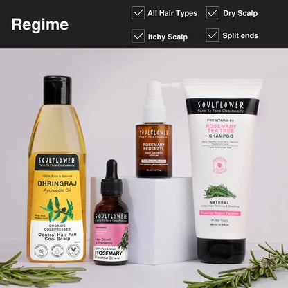 Step-by-step hair care regime with Bhringraj Hair Oil—apply to scalp, gently massage, leave overnight, and wash for best results in strengthening and thickening hair.