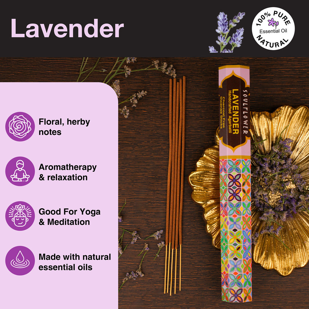 Lavender incense promotes relaxation, enhances meditation, and brings calm to your spiritual space.