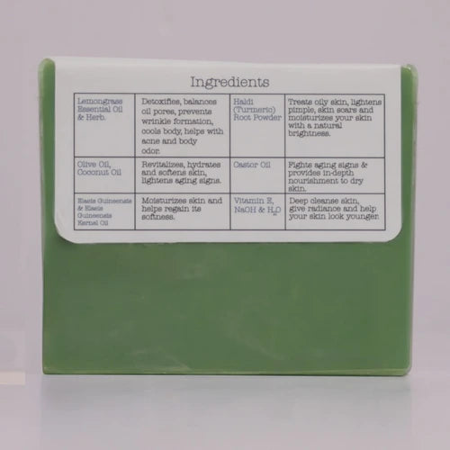 Ingredients in the Lemongrass and haldi soap