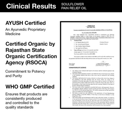 Soulflower scientifically Ceritfied by RSOCA and AYUSH for pain relief 
