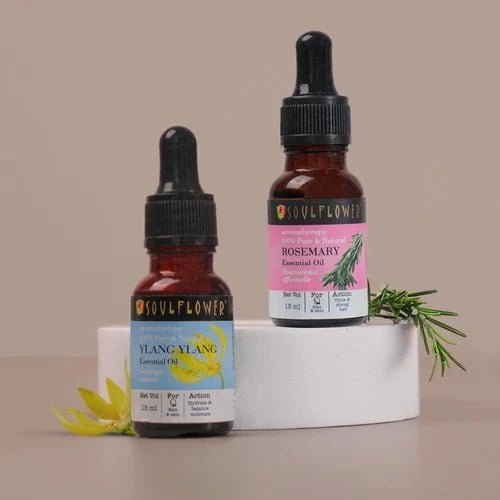 Soulflower Rosemary & Ylang Ylang Oils for Hair Fall & Thinning: Promotes Thicker Denser Hair Growth Naturally
