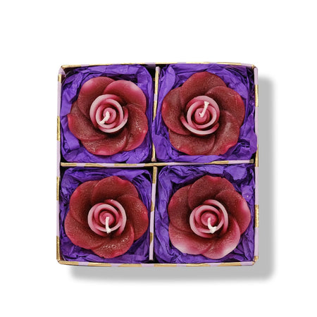 Lavender Aroma Pack of 4 Rose Shape Small Floating Candles