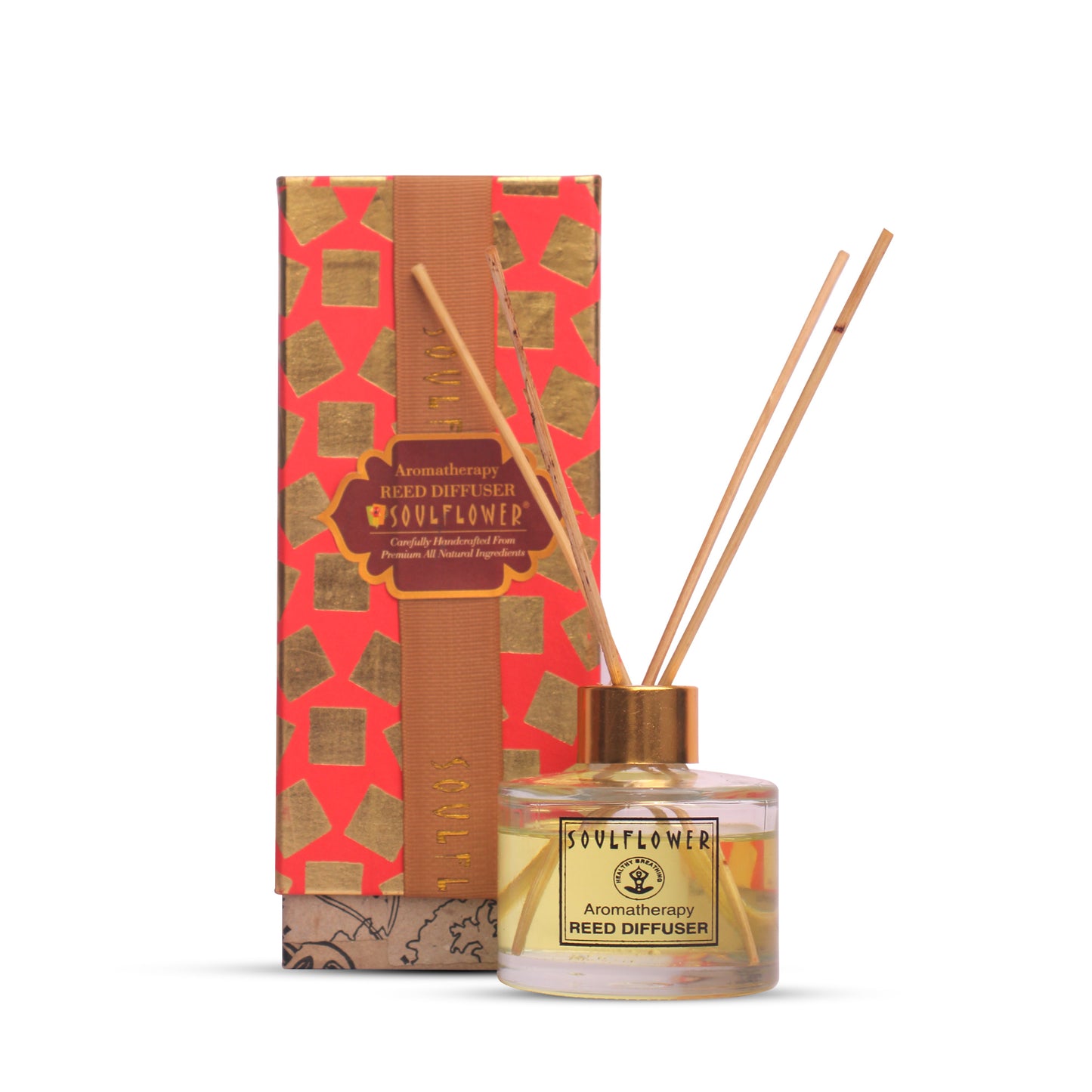 Image of Soulflower Aromatherapy Love is in the Air Aroma Reed Diffuser with its box