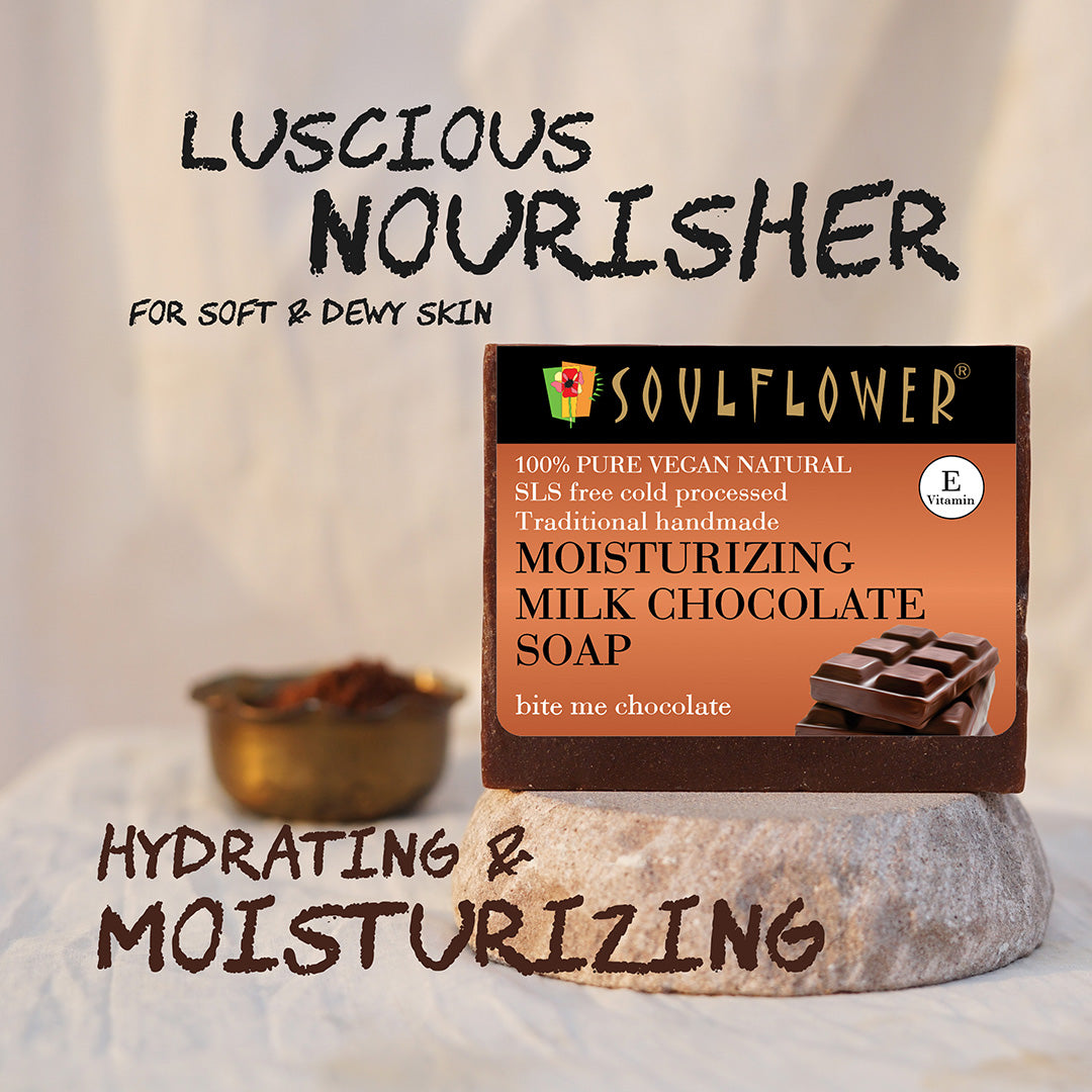 handmade chocolate soap for soft and dewy skin which hydrates and moisturises skin