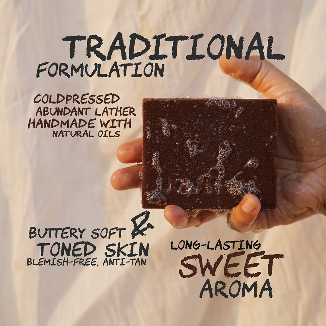 organic cocoa soap made with natural ingredients and sweet aroma oils 