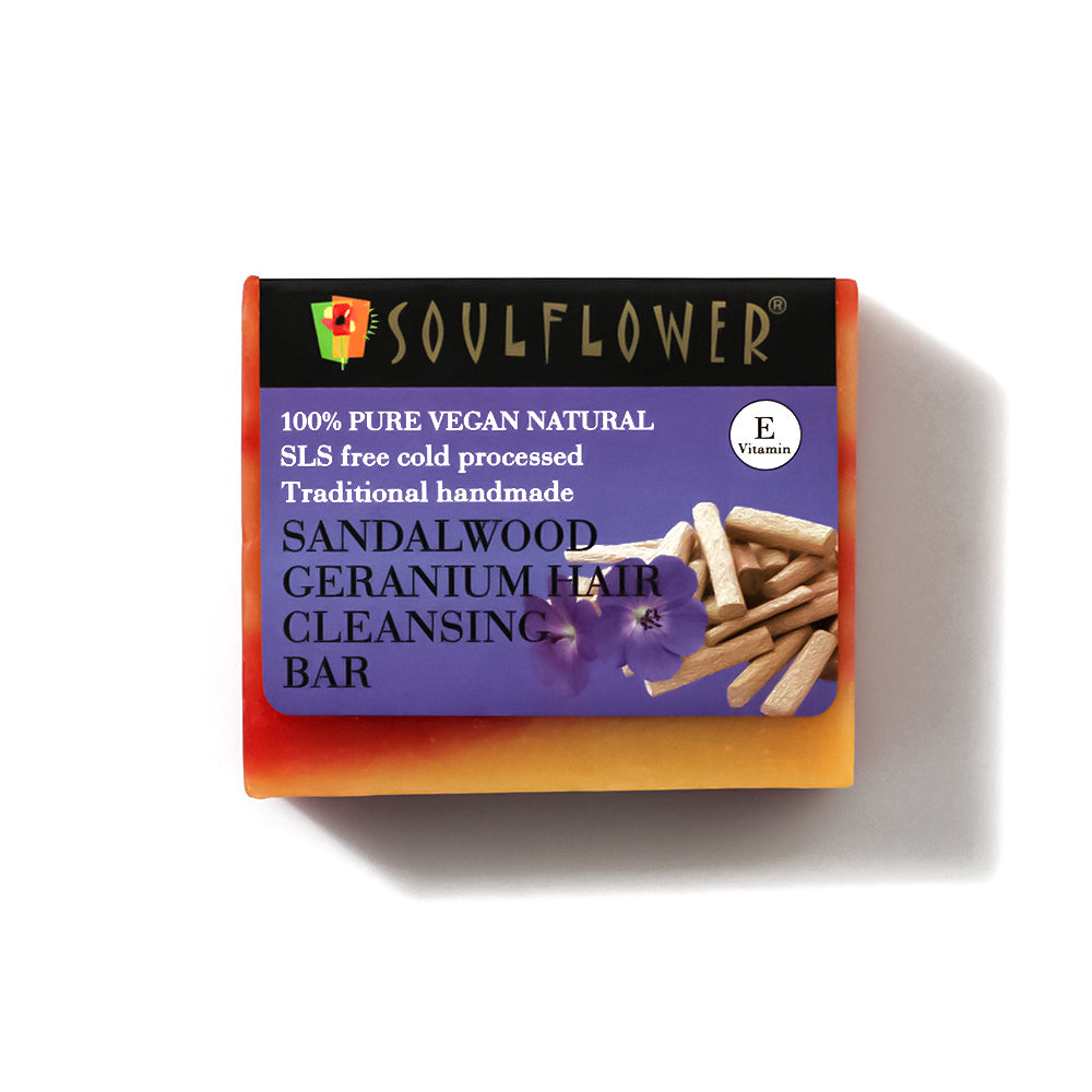 Soulflower Sandalwood-Geranium-Shampoo-Bar