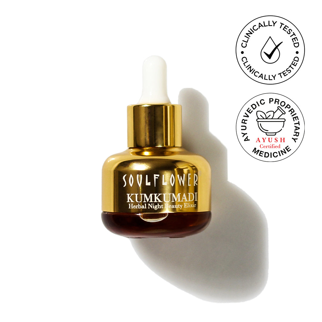 Kumkumadi Tailam Oil with Saffron and Almond for Skin Moisturizing, Glowing, Pigmentation Control, 30ml